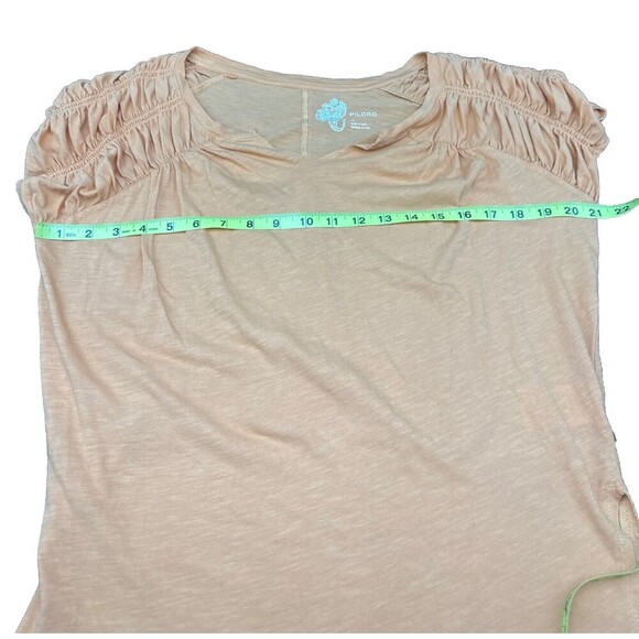 Anthropologie Pilcro Creamy ORANGE Smocked Cotton Tee Muscle T Shirt Sz XS - Picture 9 of 11